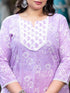 Women Plus Size Lavender Pure Cotton Kurta Set With Dupatta
